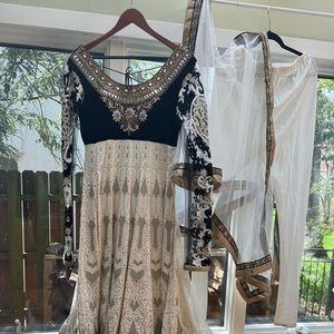 Gorgeous white and black anarkali